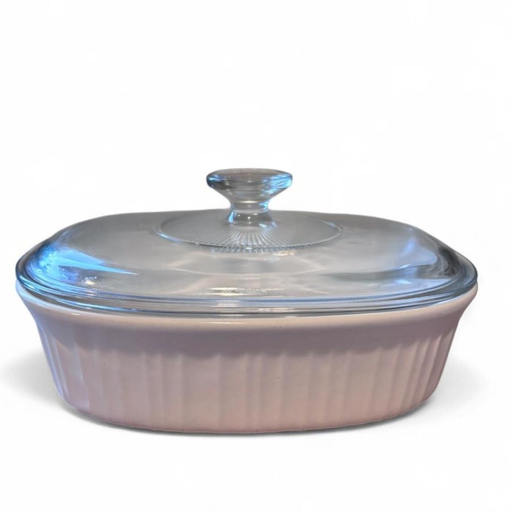 CorningWare French White 1.5 Qt Oval Casserole Dish F-6-B Pyrex Glass Lid F-12-C
